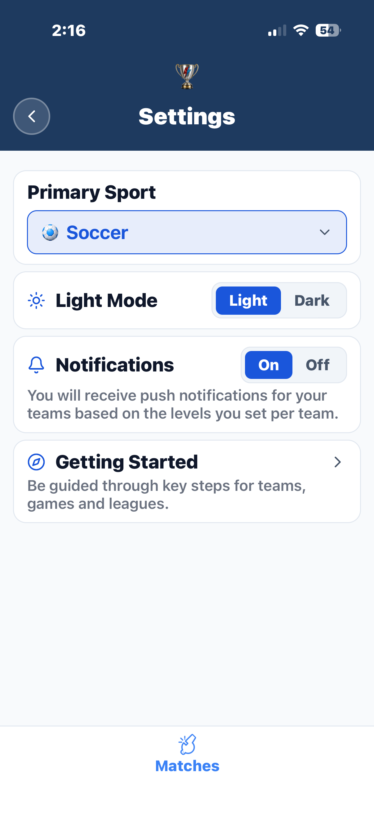 Profile setup