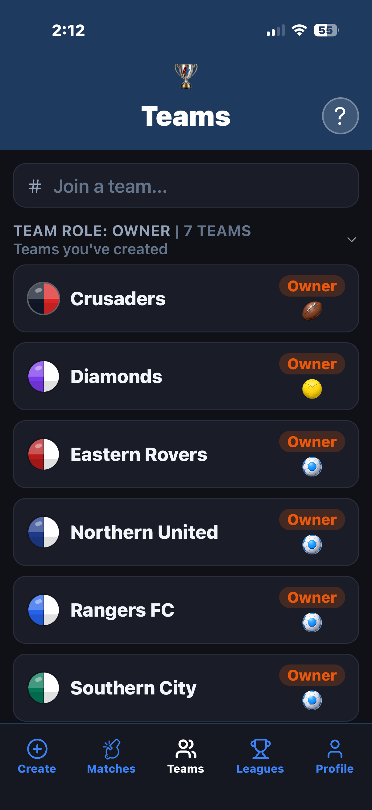 Teams you own or follow