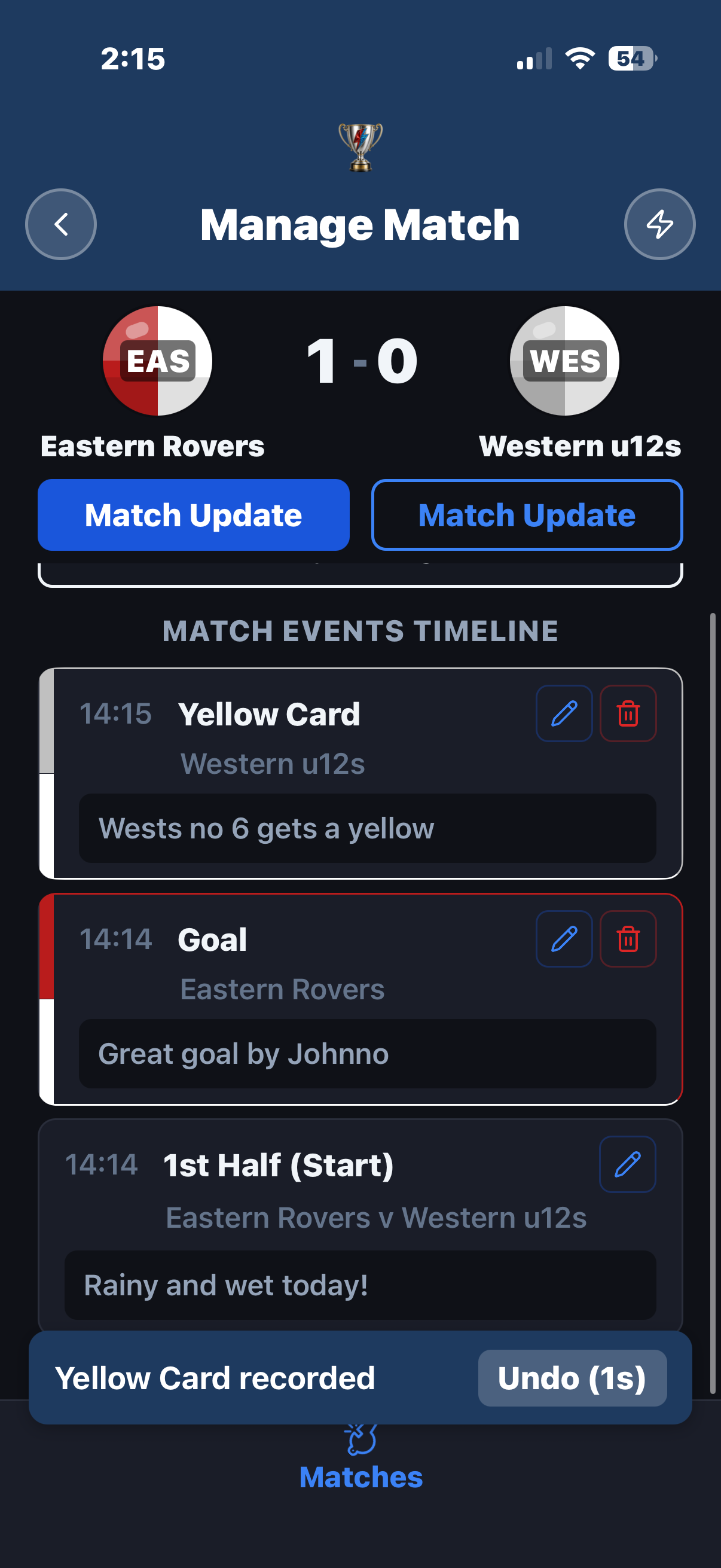 Capturing a match