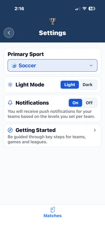 Profile setup