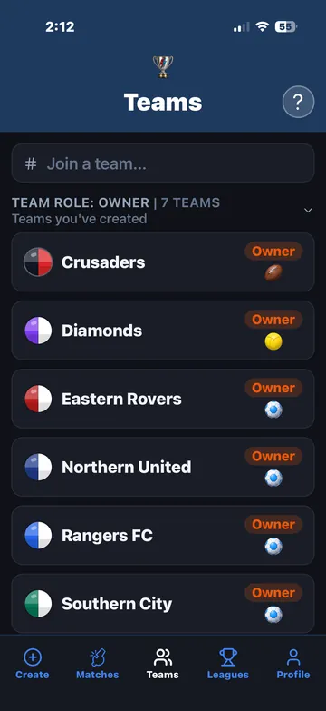 Teams you own or follow